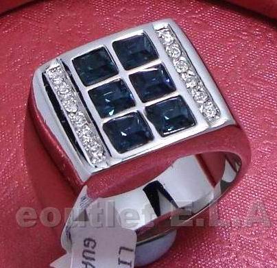 CRT SAPPHIRE CZ TILES MENS RING-4 sizes